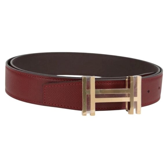 HERMES Constance Belt Leather 48"" Wine Red Auth - Picture 1 of 11